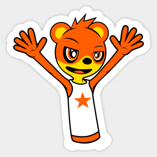 Happy California Grizzly With Two Raised Hands Sticker